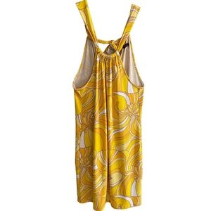 Trina Turk Yellow Mod Floral XS Sleeveless Halter Dress Coverup Resort